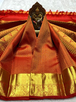 Load image into Gallery viewer, Classic Brick Orange 2gm Zari Bridal Elegance Kanchipuram Handloom Silk Saree SS25721
