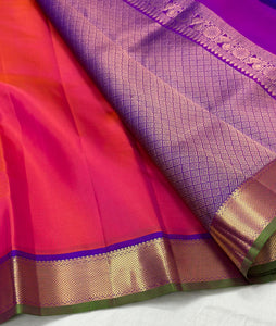 Classic Dark Rose & Purple 1gm Zari Elegance Kanchipuram Handloom Silk Saree SS24734