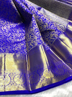 Load image into Gallery viewer, Classic Royal Blue 2gm Zari Bridal Elegance Kanchipuram Handloom Silk Saree SS25981
