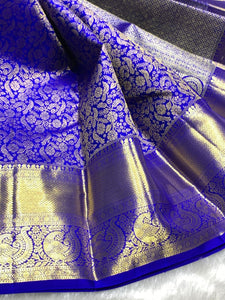 Classic Royal Blue 2gm Zari Bridal Elegance Kanchipuram Handloom Silk Saree SS25981
