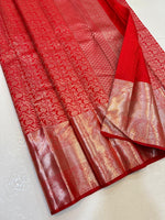 Load image into Gallery viewer, Classic Red &amp; Silver 2gm Zari Bridal Elegance Kanchipuram Handloom Silk Saree SS24361
