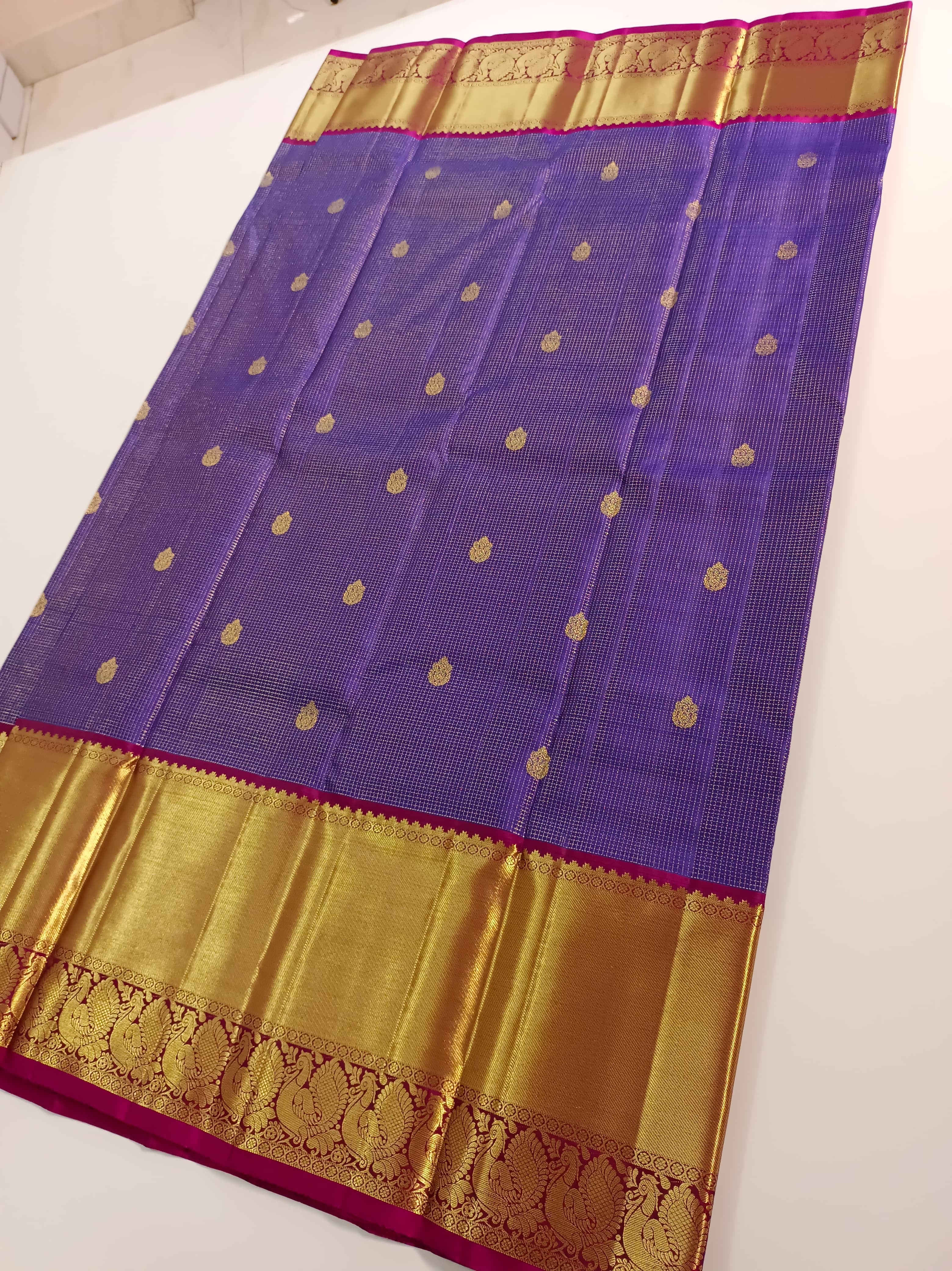 Classic Lavender & Wine Red Elegance Kanchipuram Handloom Silk Saree SS23696