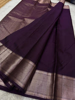 Load image into Gallery viewer, Classic Plum 2gm Zari Vaira Oosi Checks Elegance Kanchipuram Handloom Silk Saree SS25264
