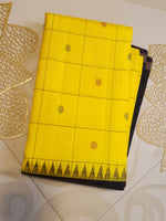 Load image into Gallery viewer, Classic Sunny Yellow &amp; Charcoal Black 2gm Zari Elegance Kanchipuram Handloom Silk Saree SS28428
