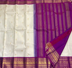 Load image into Gallery viewer, Classic Cream &amp; Wine Red 2gm Zari Vaira Oosi Zari Butta Elegance Kanchipuram Handloom Silk Saree SS28303
