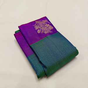Classic Peacock Green & Vadamalli 2gm Zari Kanchipuram Handloom Silk Saree SS26298