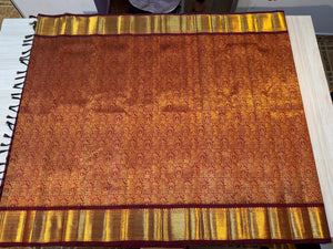Classic Maroon 2gm Zari Brocade Bridal Elegance Kanchipuram Handloom Silk Saree SS25759