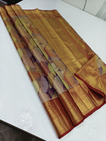 Load image into Gallery viewer, Shimmer Gold &amp; Chilli Red Antique 2gm Zari Bridal Elegance Kanchipuram Handloom Silk Saree SS24627
