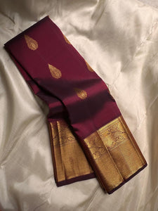 Classic Sangria Maroon Bridal Elegance Kanchipuram Handloom Silk Saree SS23609