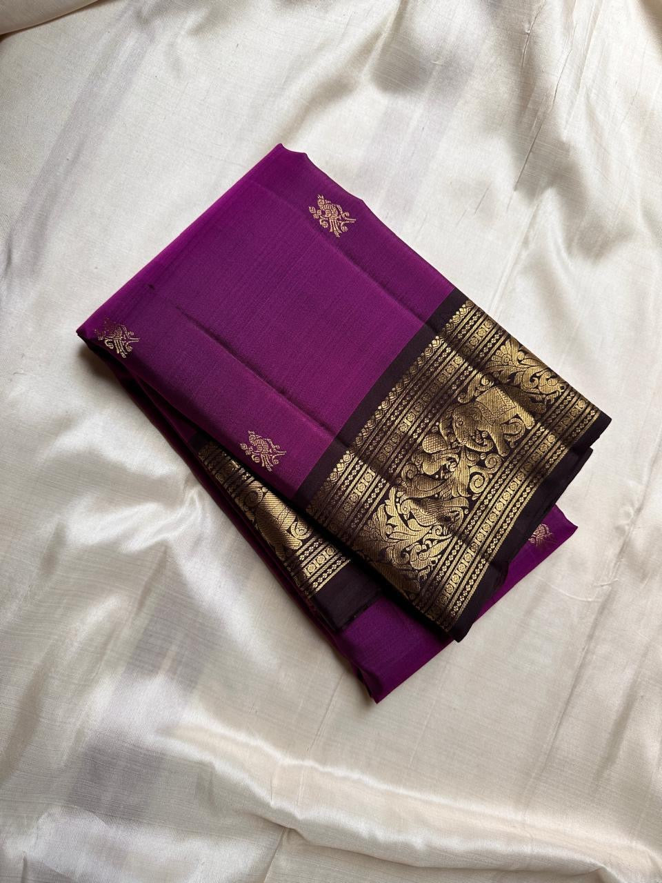 Classic Deep Plum & Coffee Brown Elegance Kanchipuram Handloom Silk Saree SS24839