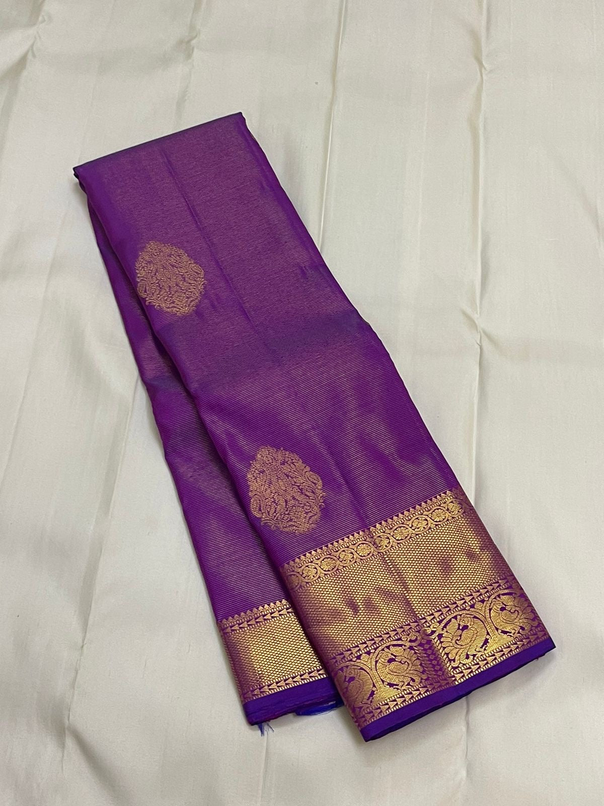 Classic Vadamalli Purple 2gm Zari Elegance Kanchipuram Handloom Silk Saree SS24807