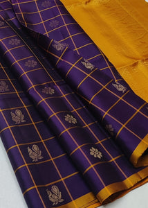 Classic Violet & Burnt Orange Elegance Handloom Soft Silk Saree SS24784