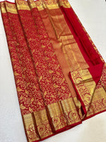 Load image into Gallery viewer, Classic Chilli Red Elegance Kanchipuram Handloom Silk Saree SS24696
