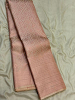 Load image into Gallery viewer, Classic Blush Peach 2gm Zari Brocade Bridal Elegance Kanchipuram Handloom Silk Saree SS27648
