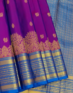 Classic Vadamalli & Azure Blue Kanchipuram Handloom Silk Saree SS25927