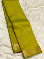 Load image into Gallery viewer, Classic Olive Green &amp; Ruby Pink 1gm Zari Elegance Kanchipuram Handloom Silk Saree SS27968
