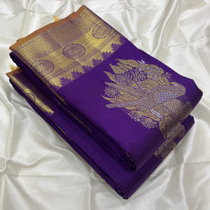 Classic Vadamalli Purple & Yellow Kanchipuram Handloom Silk Saree SS25965