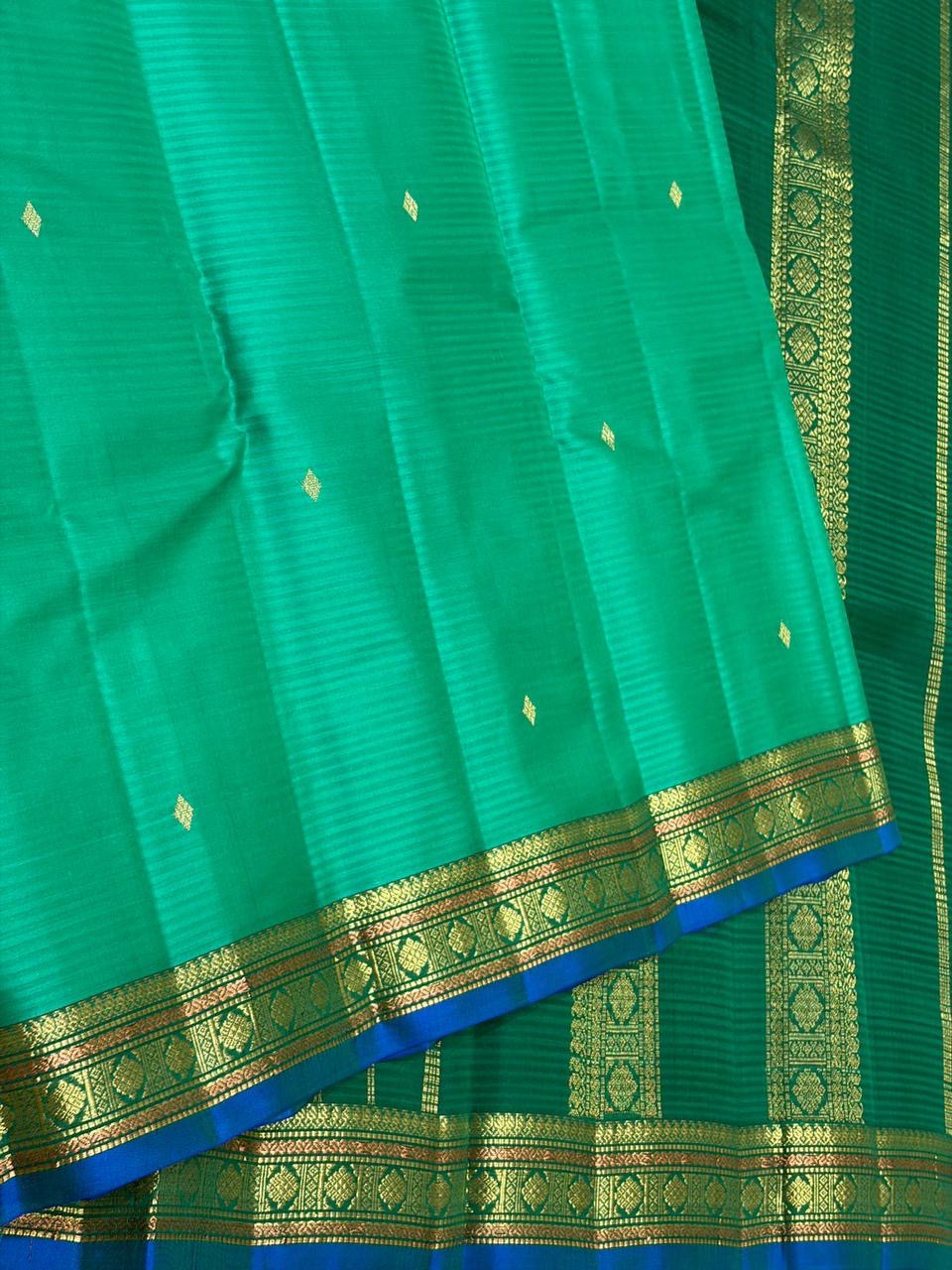 Classic Sea Green Traditional Butta Kanchipuram Handloom Silk Saree SS26593