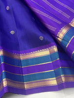 Load image into Gallery viewer, Classic US Navy Blue &amp; Violet 2gm Zari Elegance Kanchipuram Handloom Silk Saree SS27140
