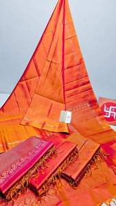 Classic Orange Delight Elegance Handloom Kanchipuram Soft Silk Saree SS22480