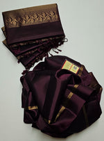 Load image into Gallery viewer, Dark Chocolate Brown Handloom Soft Silk Saree SS22890
