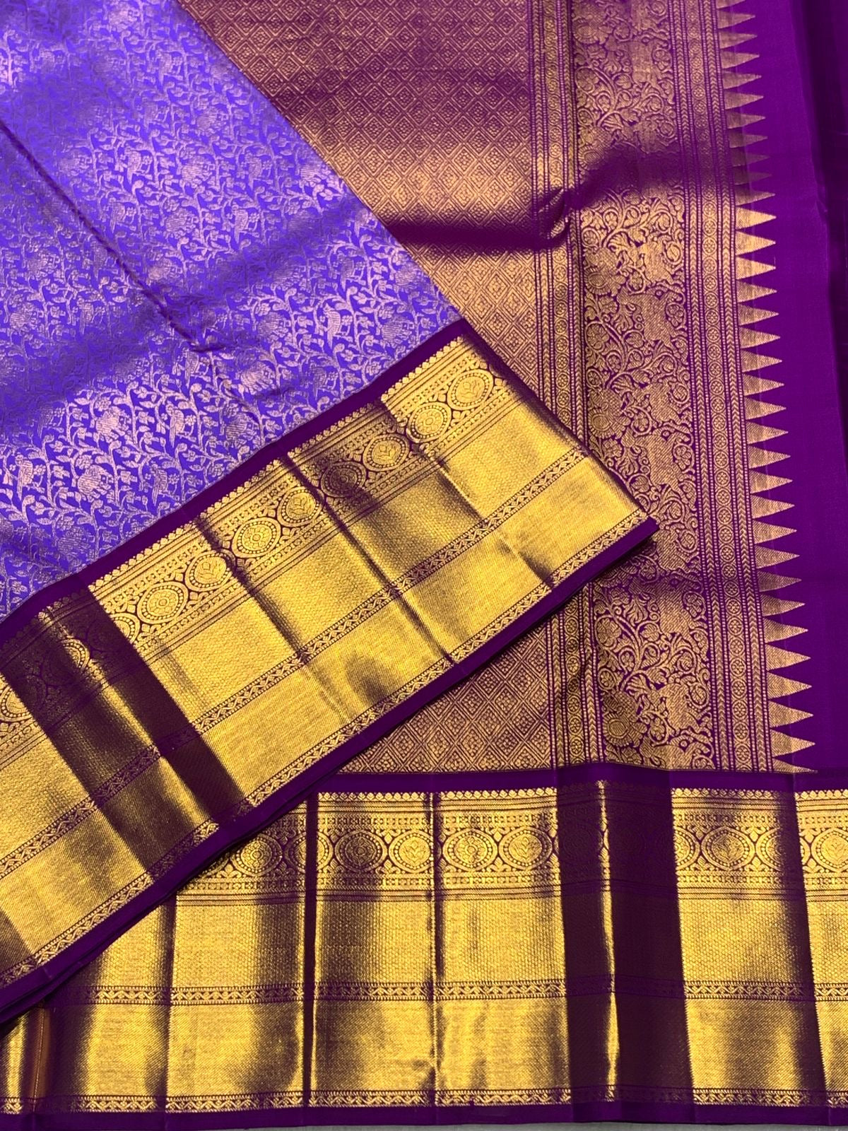 Classic Lavender & Vadamalli 2gm Zari Bridal Elegance Kanchipuram Handloom Silk Saree SS25273