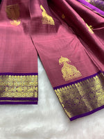 Load image into Gallery viewer, Classic Dusky Rose &amp; Vadamalli 2gm Zari Kanchipuram Handloom Silk Saree SS25988
