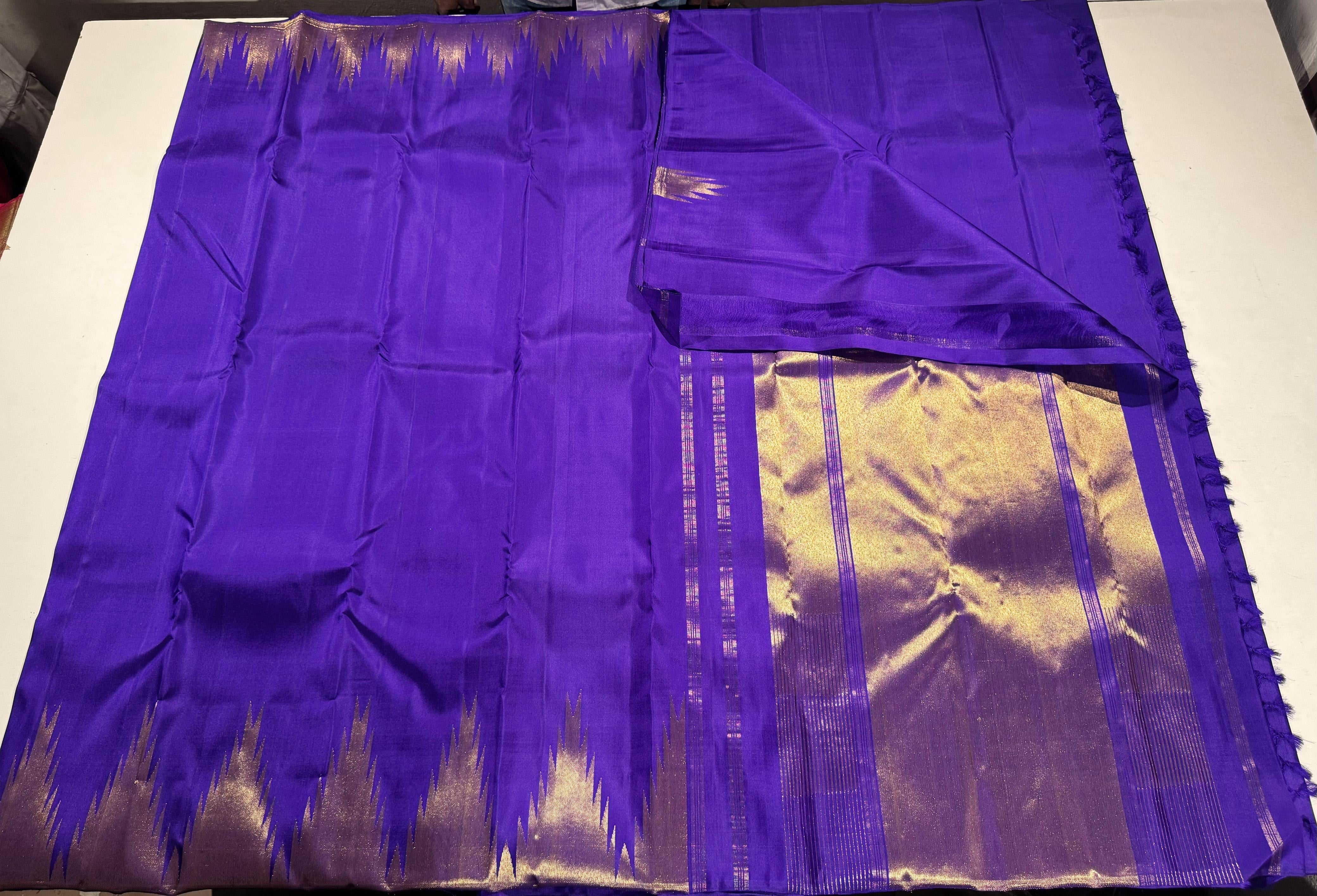 Classic Dark Rose & Purple 1gm Zari Elegance Kanchipuram Handloom Silk Saree SS24734