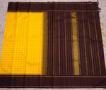 Load image into Gallery viewer, Classic Sunny Yellow &amp; Charcoal Black Elegance Kanchipuram Handloom Silk Saree SS23617
