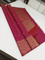 Load image into Gallery viewer, Classic Ruby Pink 2gm Zari Kanchipuram Handloom Silk Saree SS25941
