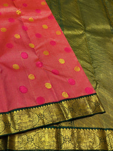 Classic Deep Pink & Green 2gm Zari Elegance Kanchipuram Handloom Silk Saree SS25169