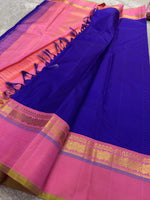 Load image into Gallery viewer, Classic Robin Blue &amp; Baby Pink 2gm Zari Korvai Checks Elegance Kanchipuram Handloom Silk Saree SS27811
