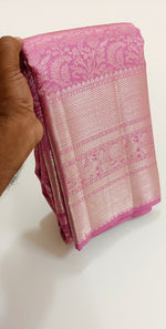 Load image into Gallery viewer, Classic Pastel Pink Silver Zari Elegance Kanchipuram Handloom Silk Saree SS24241
