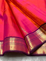 Load image into Gallery viewer, Classic Rose Pink &amp; Purple 2gm Zari Kanchipuram Handloom Silk Saree SS26499
