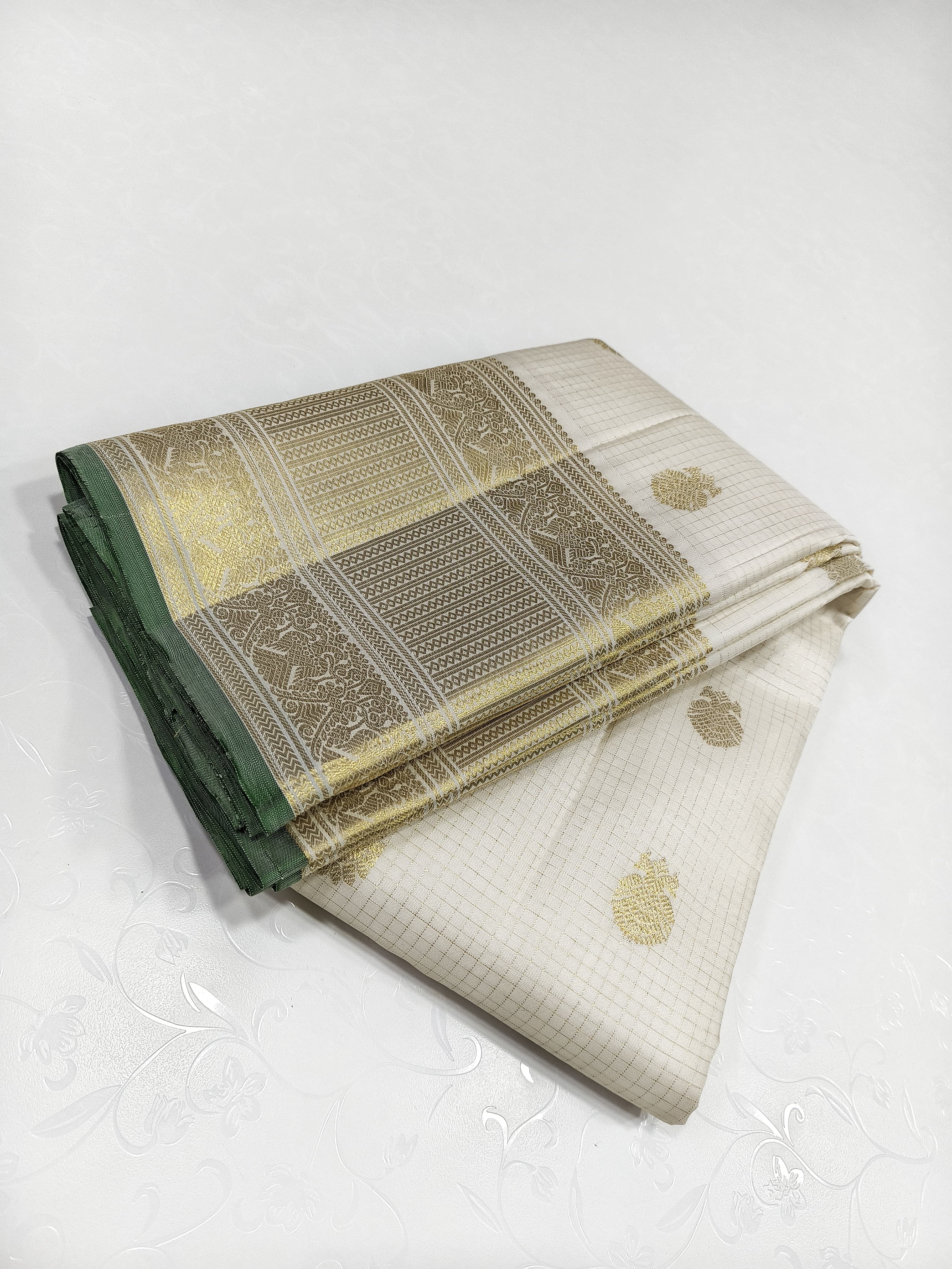 Classic Butter Cream 2gm Zari Bridal Elegance Kanchipuram Handloom Silk Saree SS25222