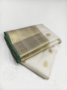 Classic Butter Cream 2gm Zari Bridal Elegance Kanchipuram Handloom Silk Saree SS25222