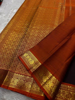 Load image into Gallery viewer, Classic Aubergine &amp; Burnt Orange Elegance Kanchipuram Handloom Silk Saree SS25388
