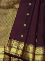 Load image into Gallery viewer, Classic Dark Espresso Brown 2gm Zari Vintage Elegance Kanchipuram Handloom Silk Saree SS27663
