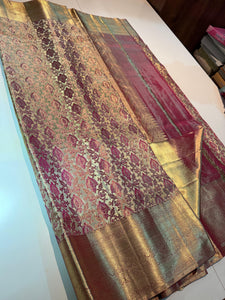 Classic Rose Gold Bridal Elegance Kanchipuram Handloom Silk Saree SS26293