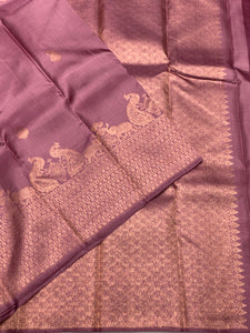 Classic Mauve Cocoa 2gm Zari Elegance Kanchipuram Handloom Silk Saree SS25441
