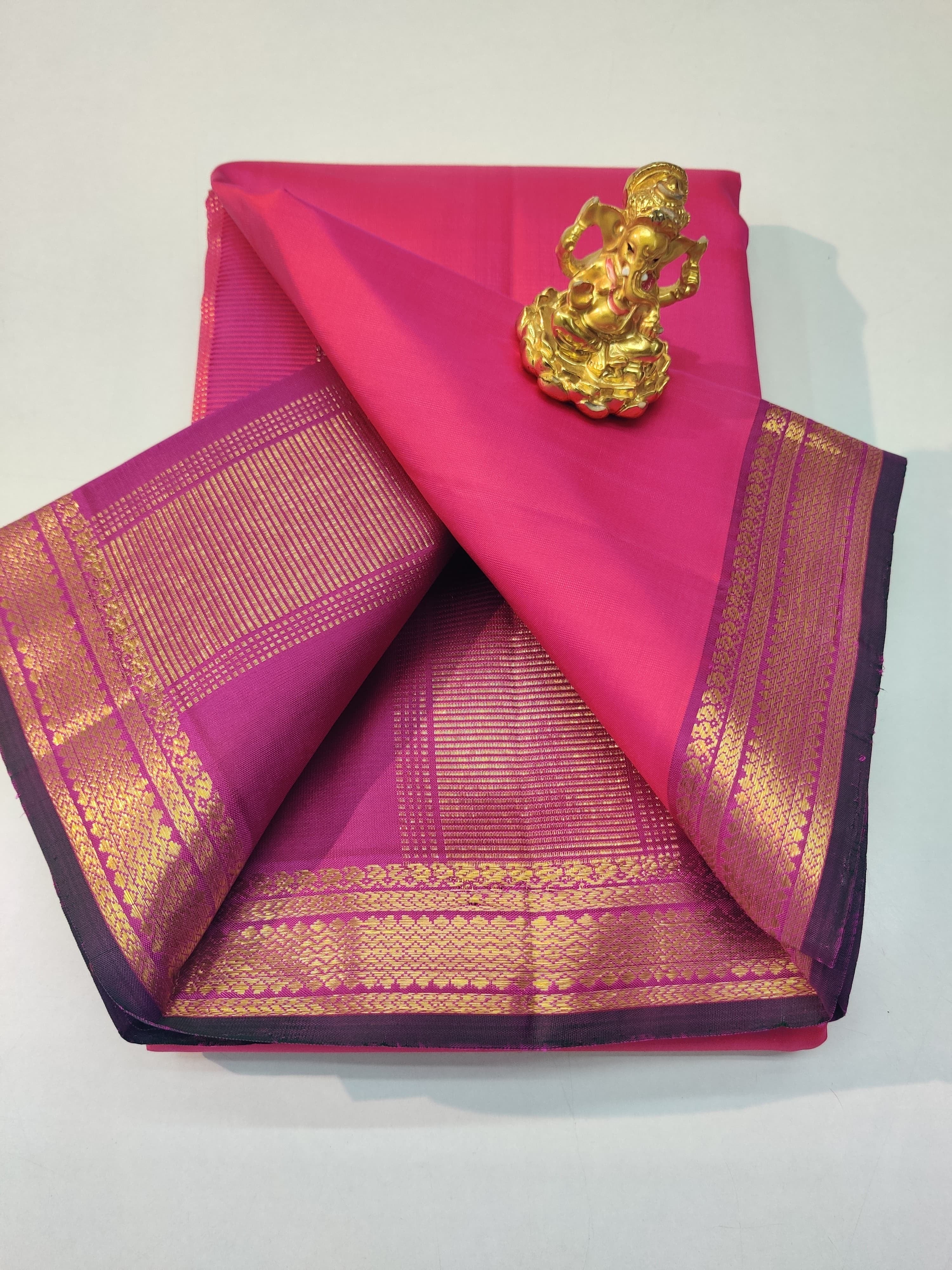 Classic Fiery Rose & Fuchsia Elegance Kanchipuram Handloom Silk Saree SS23688