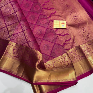 Classic Deep Pink Elegance Kanchipuram Handloom Silk Saree SS24588