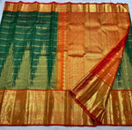 Load image into Gallery viewer, Classic Deep Green &amp; Orange 3gm Zari Elegance Kanchipuram Handloom Silk Saree SS27256
