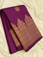 Load image into Gallery viewer, Classic Berry Purple 2gm Zari Bridal Elegance Kanchipuram Handloom Silk Saree SS24520
