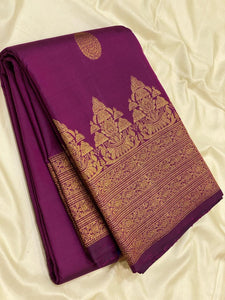 Classic Berry Purple 2gm Zari Bridal Elegance Kanchipuram Handloom Silk Saree SS24520