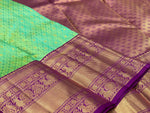 Load image into Gallery viewer, Classic Sea Green &amp; Vadamalli 1gm Zari Elegance Kanchipuram Handloom Silk Saree SS24806
