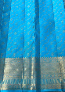 Classic Sky Blue 2gm Zari Bridal Elegance Kanchipuram Handloom Silk Saree SS24825