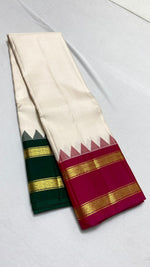 Load image into Gallery viewer, Classic Cream &amp; Pink Green Kanchipuram Handloom Silk Saree SS26264
