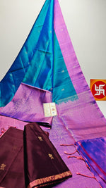 Load image into Gallery viewer, Classic Blue &amp; Lilac Elegance Handloom Soft Silk Saree SS25774

