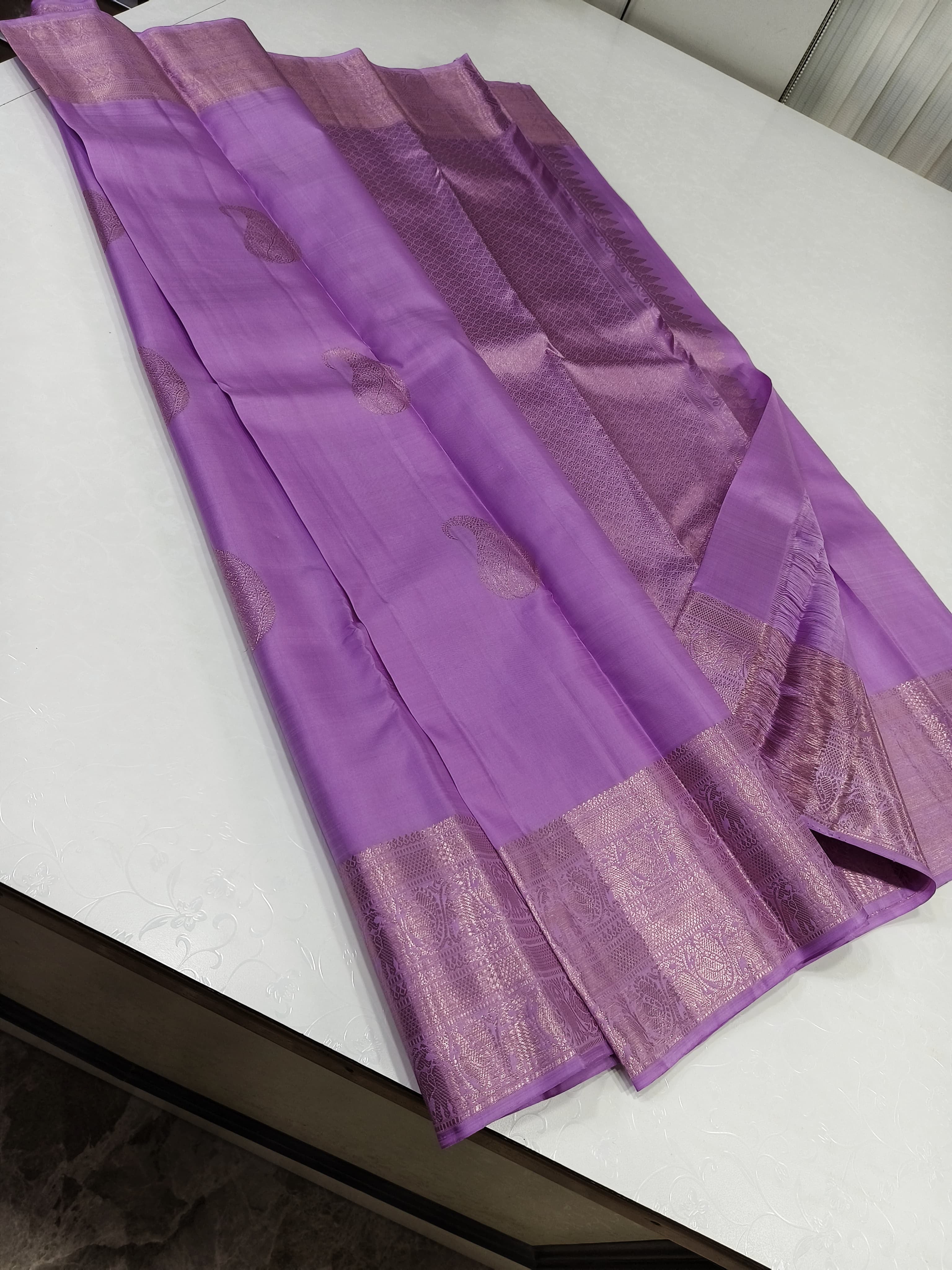 Classic Lavender 2gm Zari Elegance Kanchipuram Silk Saree SS23849